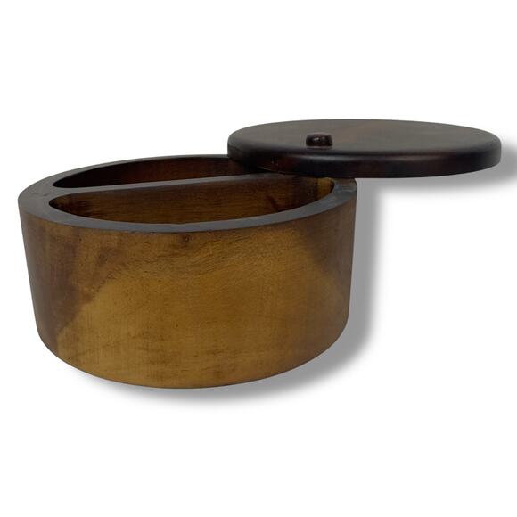 Paula Deen Pantry Ware Signature Wooden Salt Cellar Bowl Box Sliding Lid 5.5" - Picture 6 of 11